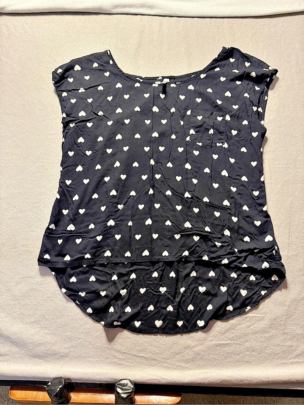 Rue 21 Heart Print Blouse Black & White Size XL